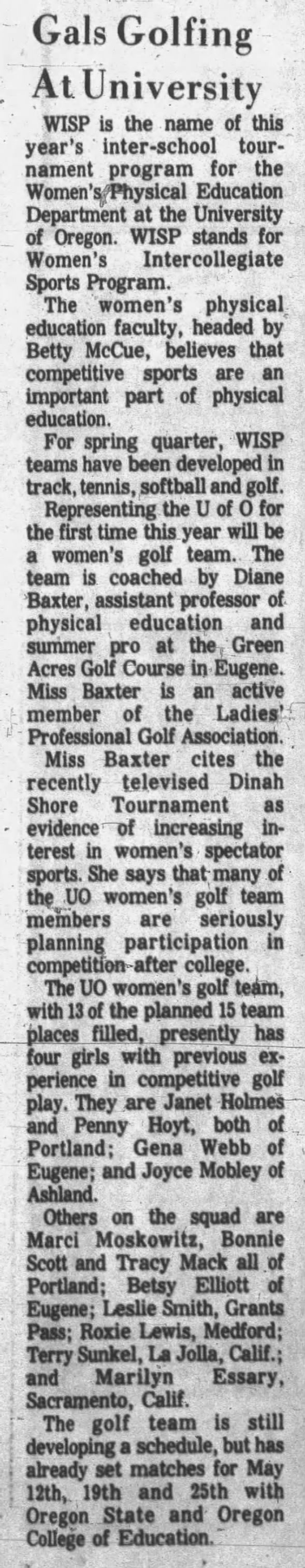 Clipping from Corvallis Gazette-Times